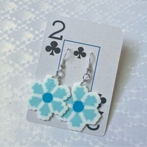 Blue Flower Earrings | Handmade Perler Bead Earrings